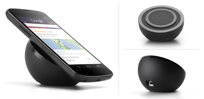 Nexus 4 mit Wireless Ladegerät im Play Store