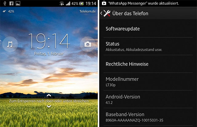 Sony Xperia T Android 4.1.2 Update verfügbar